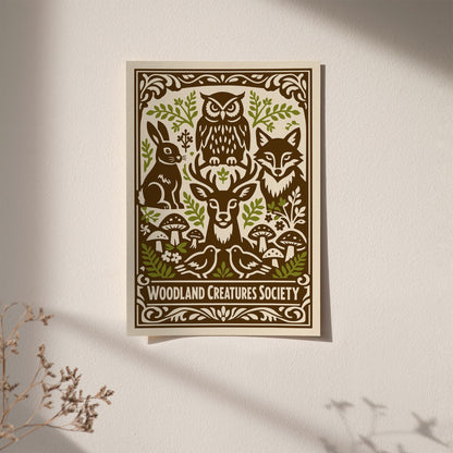 Woodland Animals Poster – Cute Kids Room Wall Art