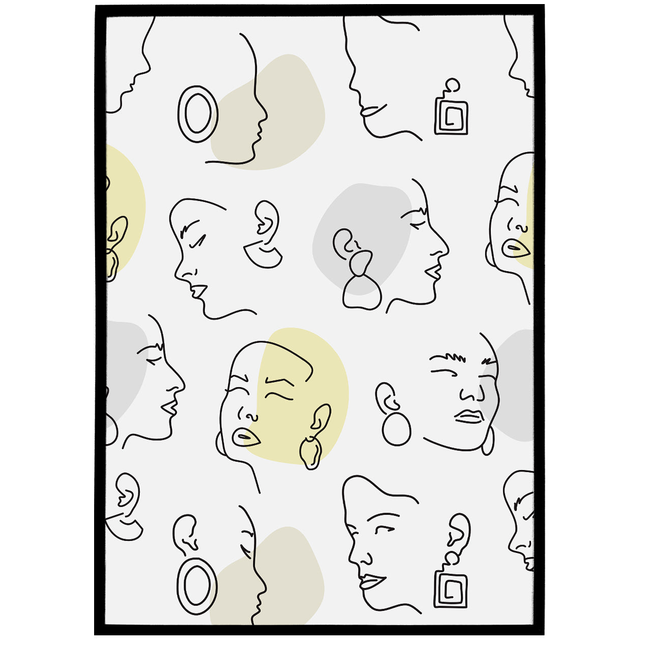 Line Art Faces Print