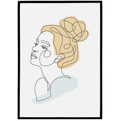 Single Line Face Drawing Poster