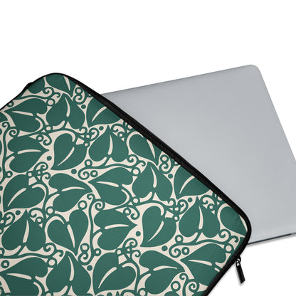 Laptop Sleeve with Green Art Nouveau Pattern