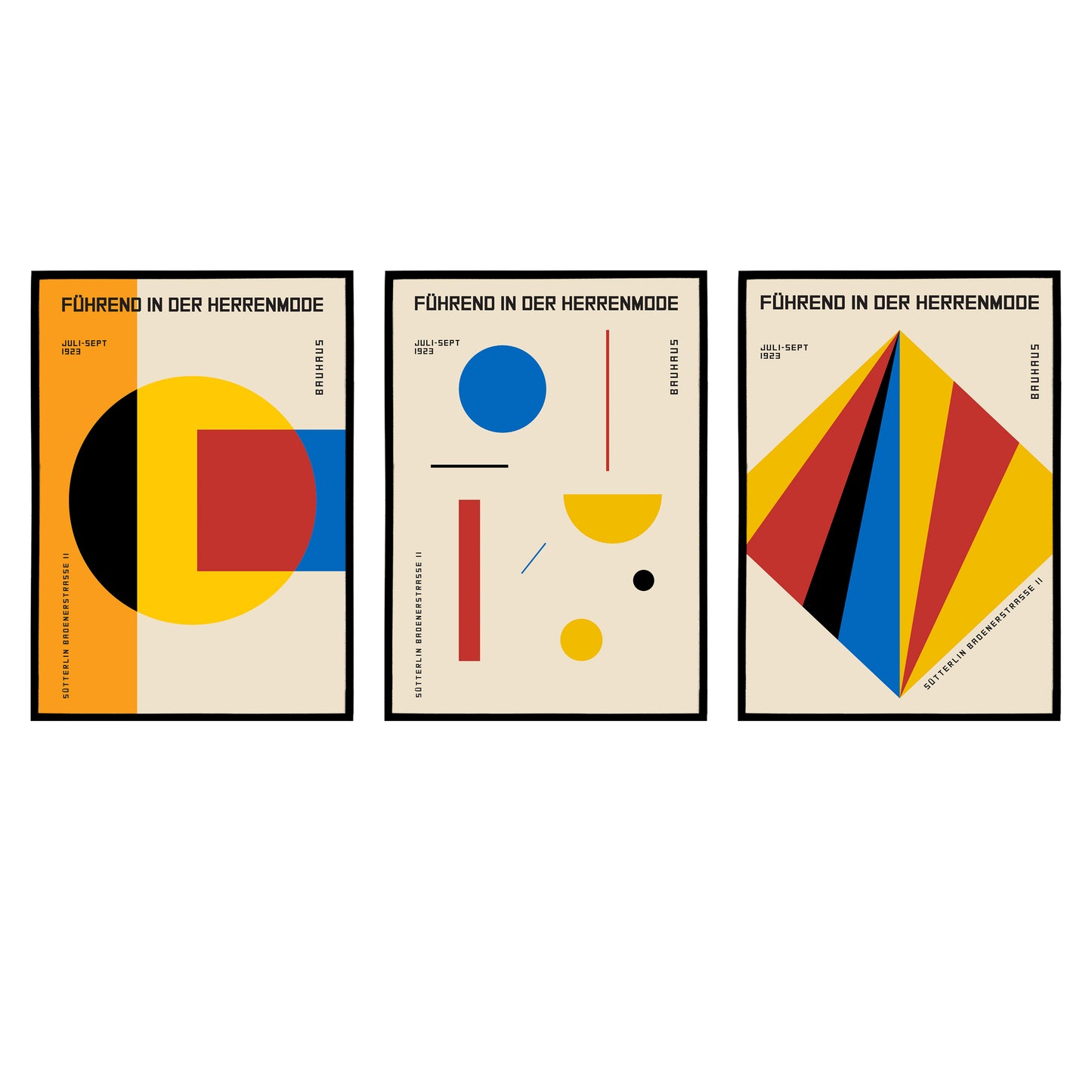 Set of 3 Geometric Bauhaus Posters