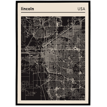 Lincoln, USA Map Poster