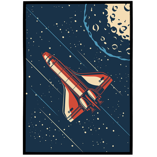 Space Shuttle Illustration - Retro Space Travel Poster