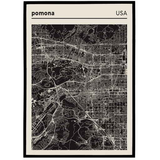 Pomona, California - City Map Poster