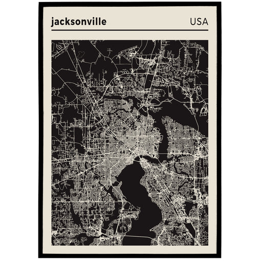 USA, Jacksonville City Map Poster