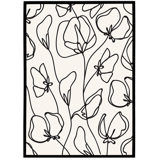 Line Art Floral Poster