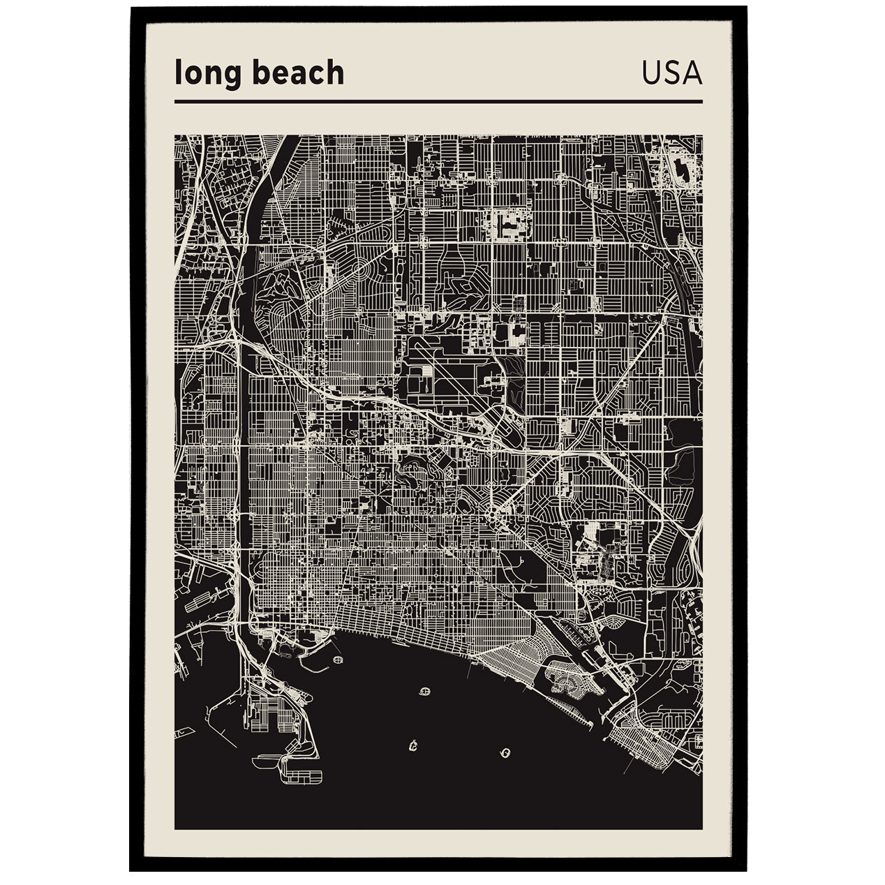 Long Beach USA City Map Poster