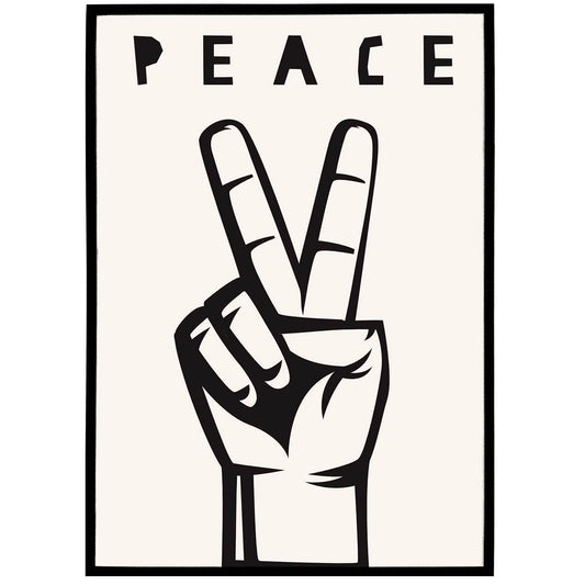 Minimalist Black and White Peace Poster - HypeSheriff Europe
