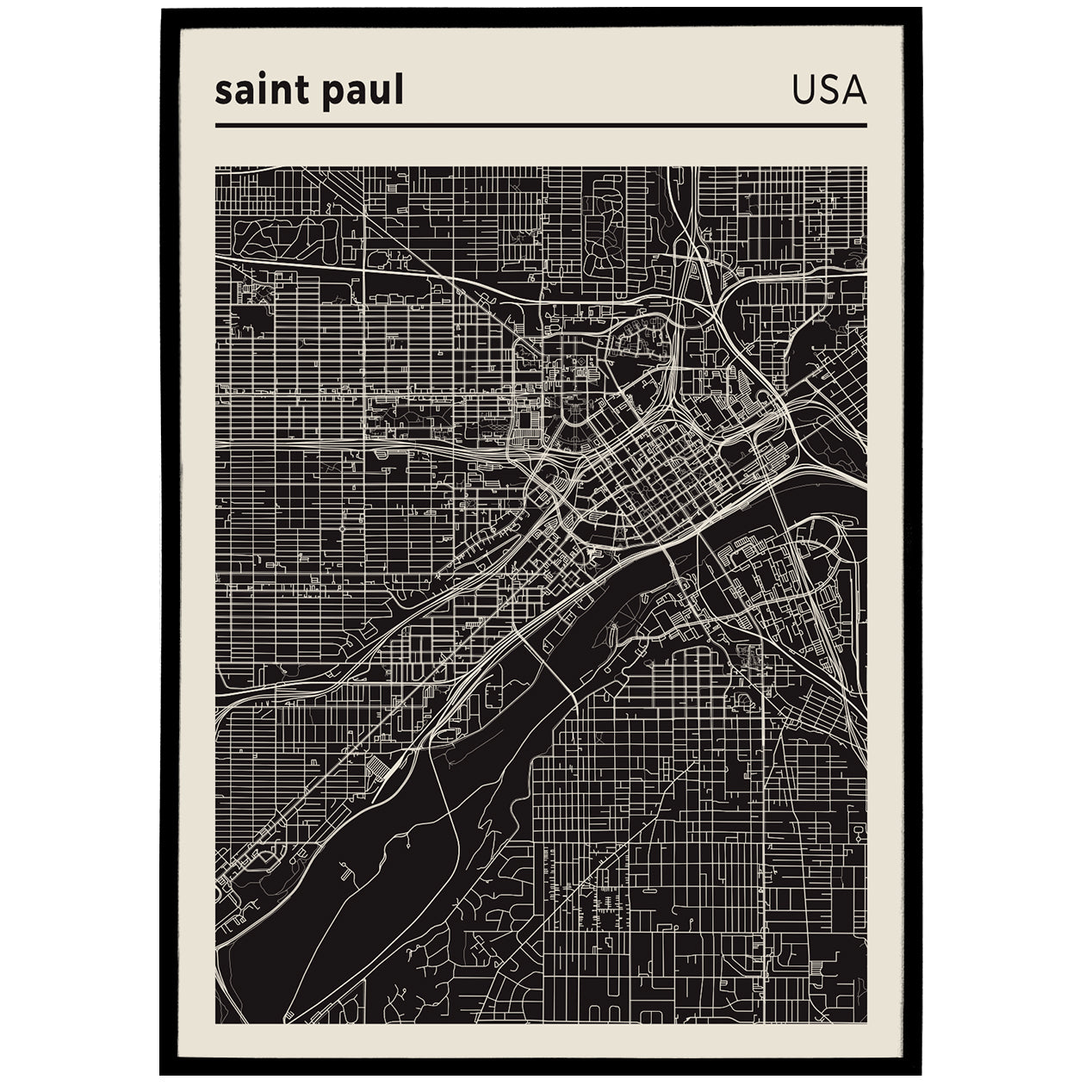 Saint Paul - USA, City Map Poster
