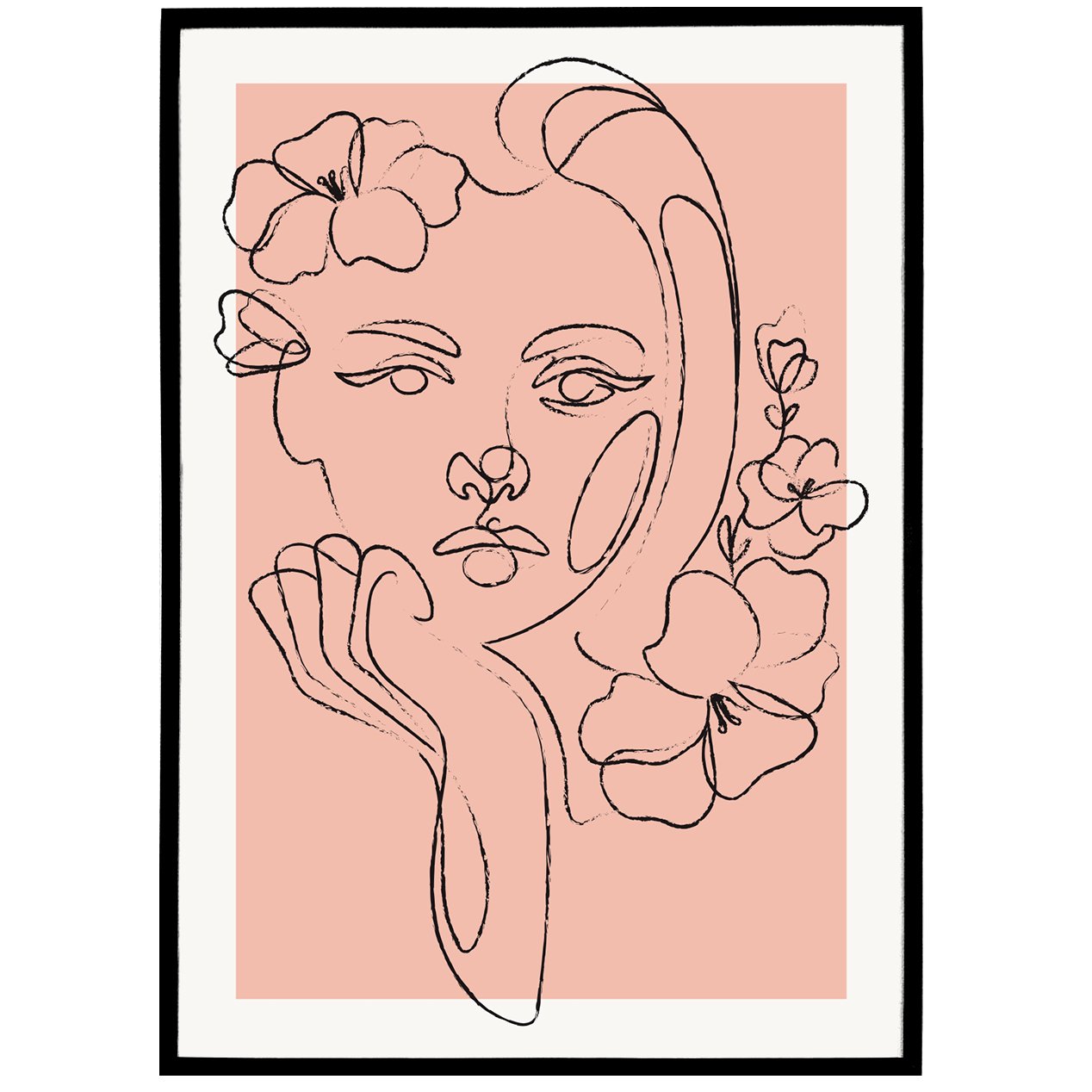 Pink Line Art Wall Decor Print