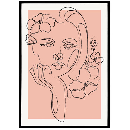 Pink Line Art Wall Decor Print