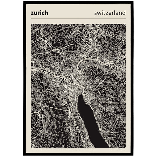 Zurich - Switzerland, Map Poster