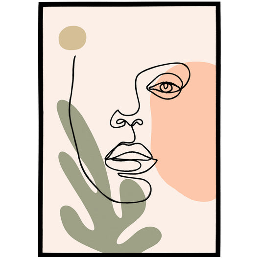 Floral Line Art Woman Poster