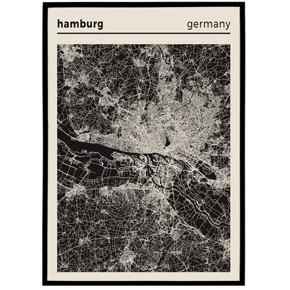 Hamburg, Germany - Map Poster