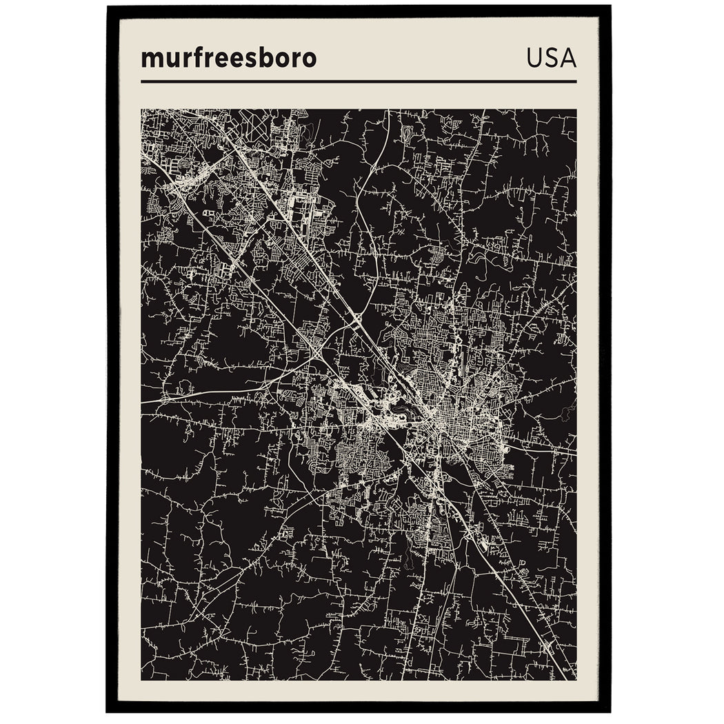 Murfreesboro, TN - USA City Map Poster