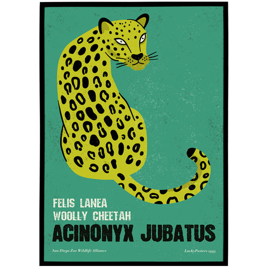 Green Cheetah - Vintage Zoo Poster