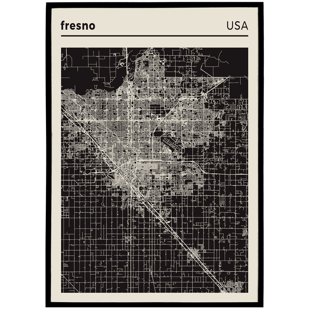 Fresno City Map Poster