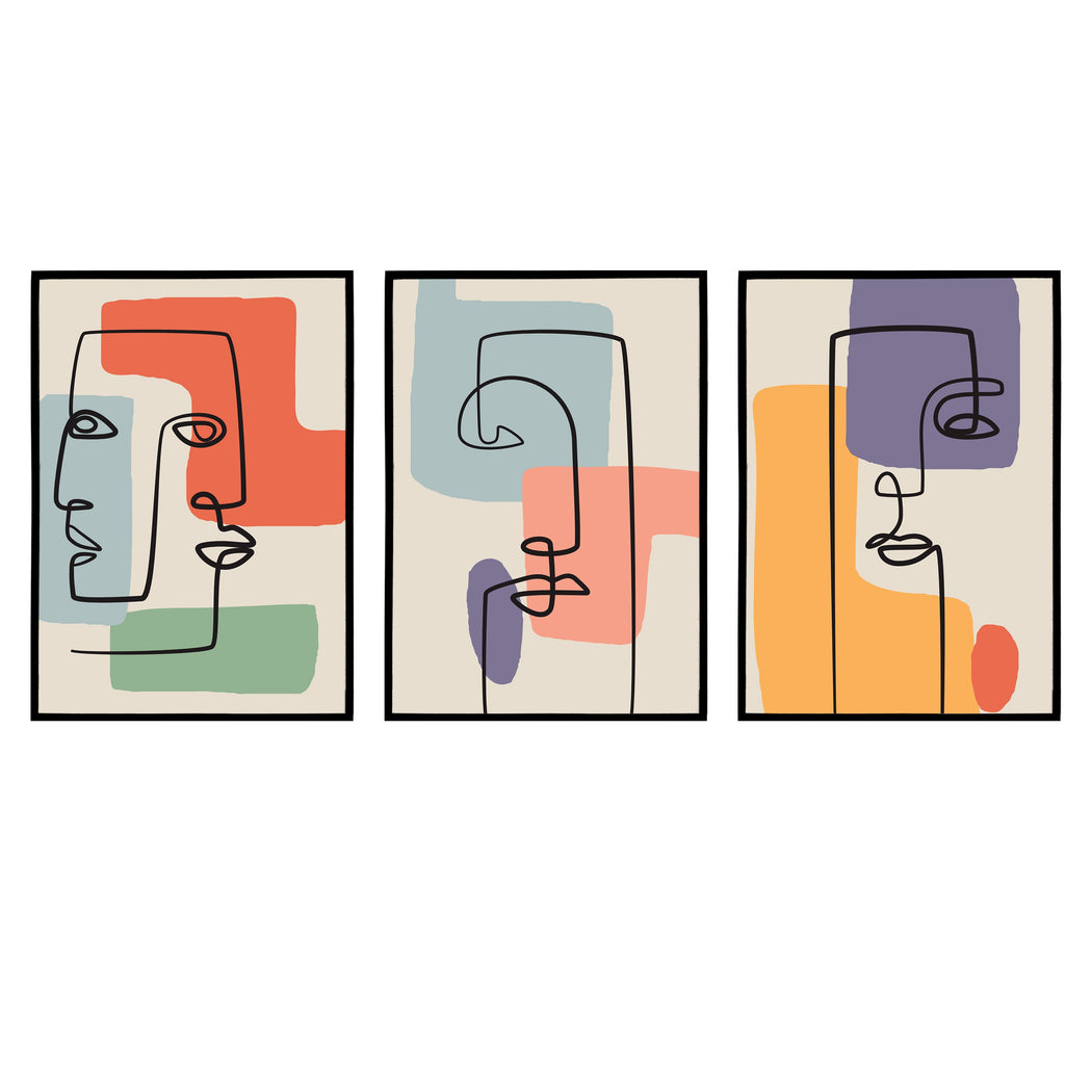 Set of 3 Matching Cubism Prints