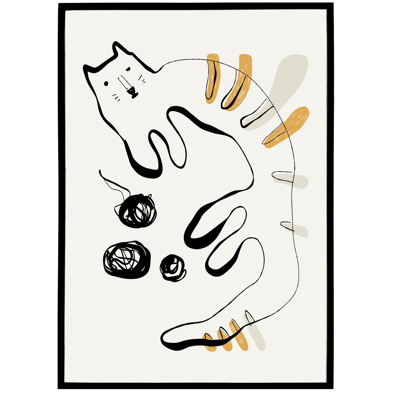 Handdrawn Black Ink Funny Cat Poster