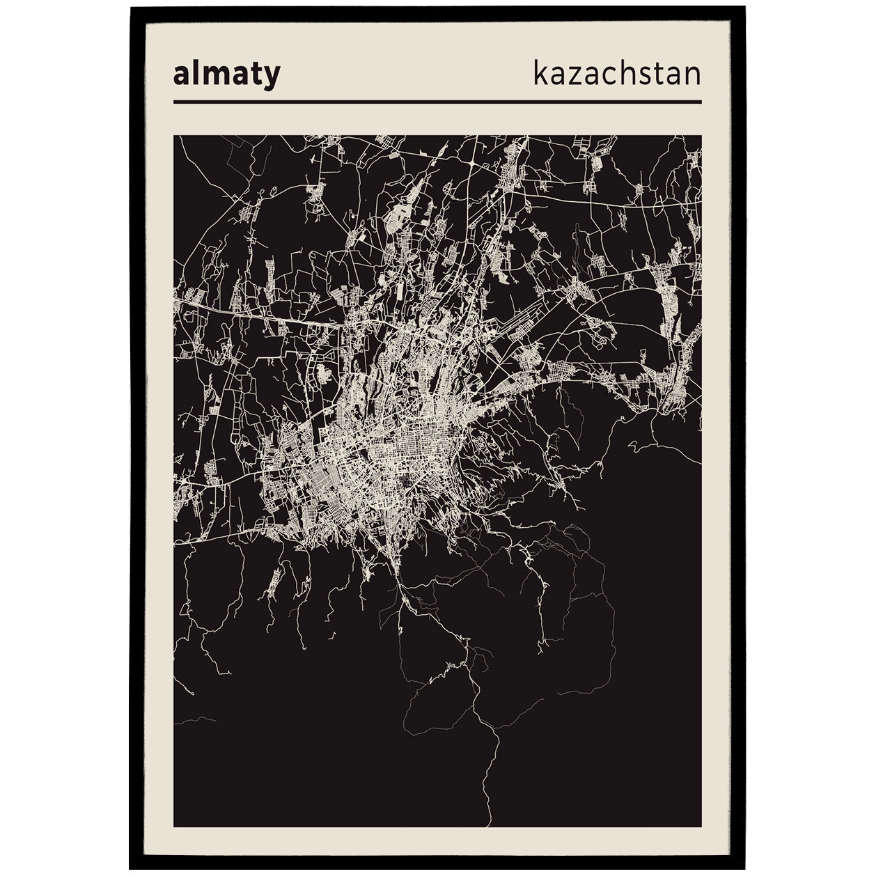 Almaty Kazakhstan Map Poster
