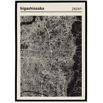 Higashiosaka City Map Poster - Japan