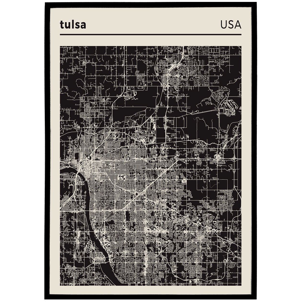 Tulsa, USA Map Art Print