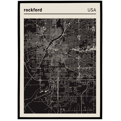 Rockford - USA, City Map Poster