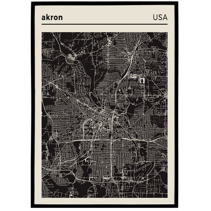 Akron - USA, City Map Poster