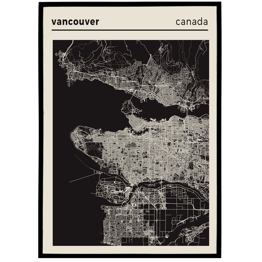 Vancouver, Canada - Map Poster Print