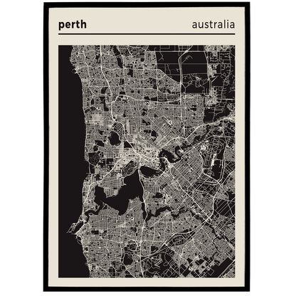 Perth, Australia - Map Poster Print