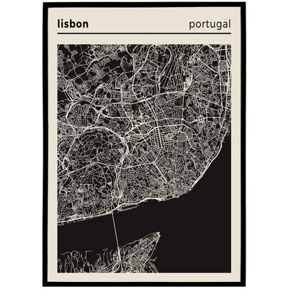 Lisbon - Portugal, City Map Poster