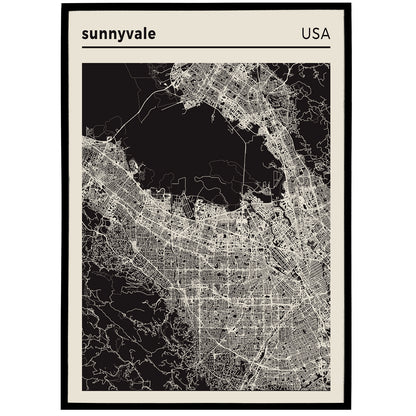 Sunnyvale - USA, Map Art Print