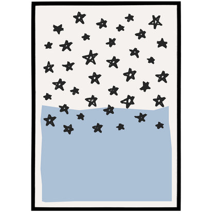 Blue Stars Abstract Poster