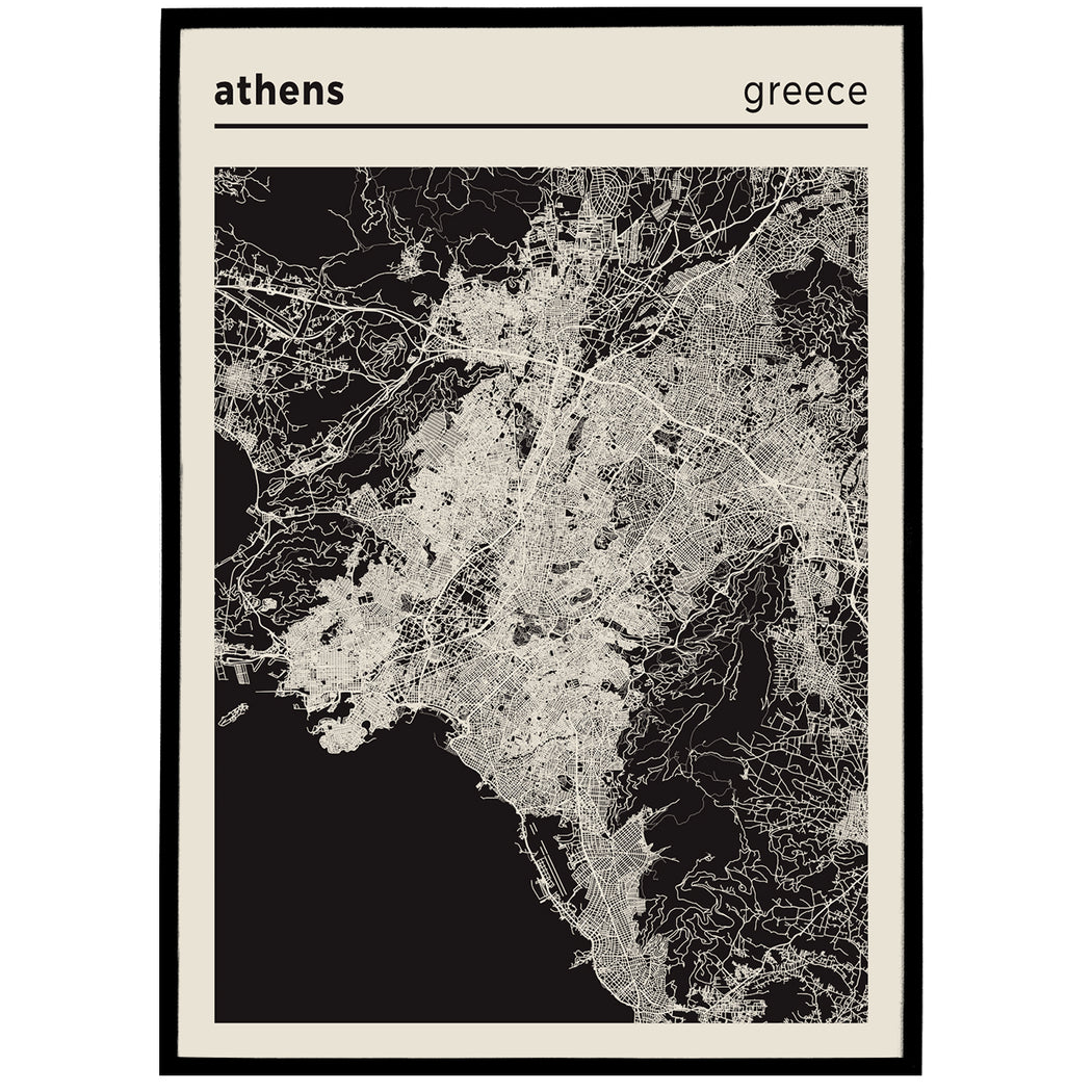 Athens, Greece - Map Poster