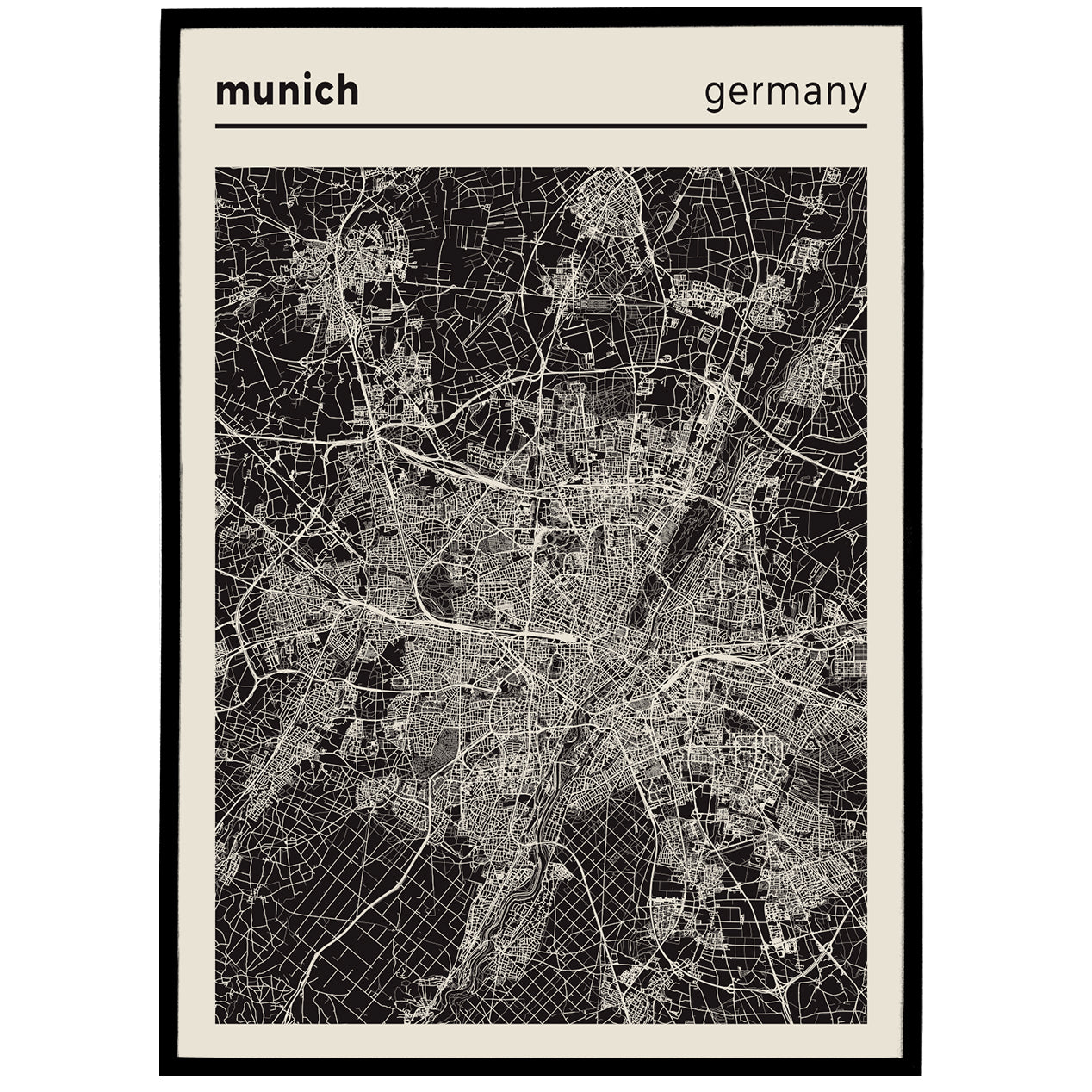 Munich Germany Map Poster
