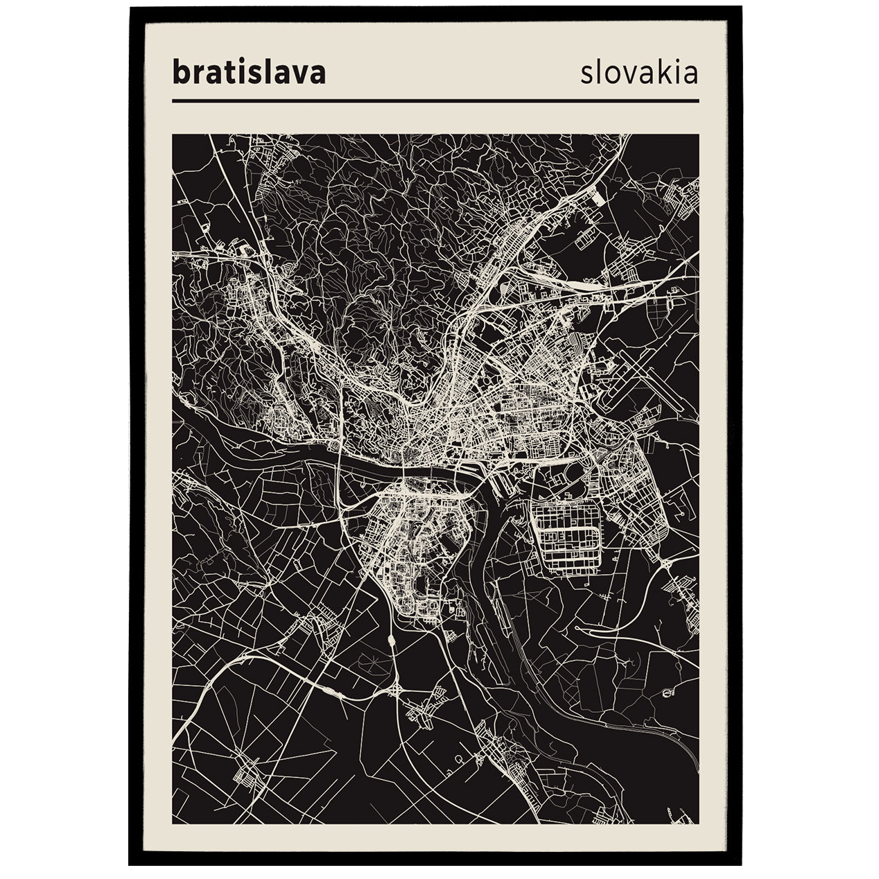 Bratislava, Slovakia City Map Poster