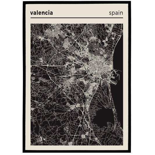 Valencia, Spain Map Posters - HypeSheriff Europe