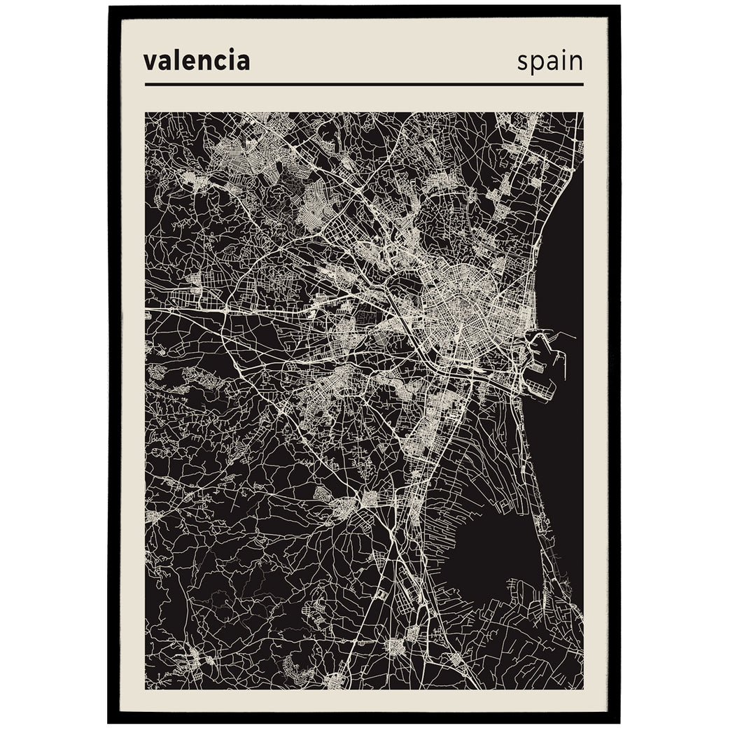 Valencia, Spain Map Posters
