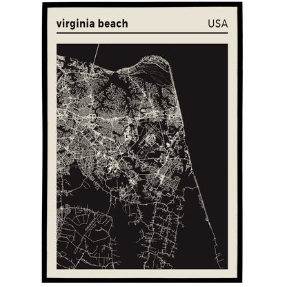 Virginia Beach Map Art Print
