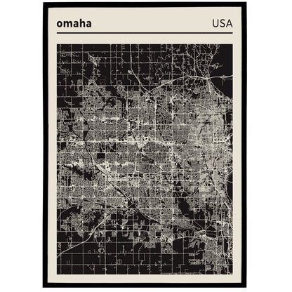 USA, Omaha Map Poster