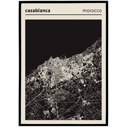 Casablanca, Morocco - Map Poster