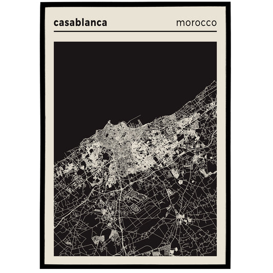 Casablanca, Morocco - Map Poster