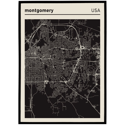 Montgomery, Alabama - City Map Poster