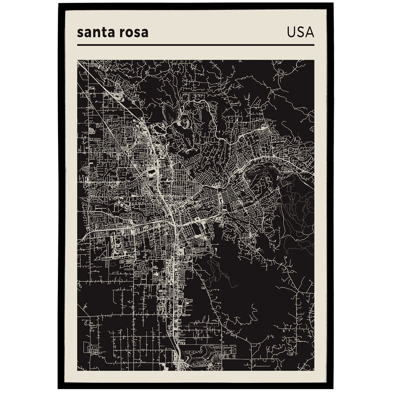 Santa Rosa, USA - City Map Poster