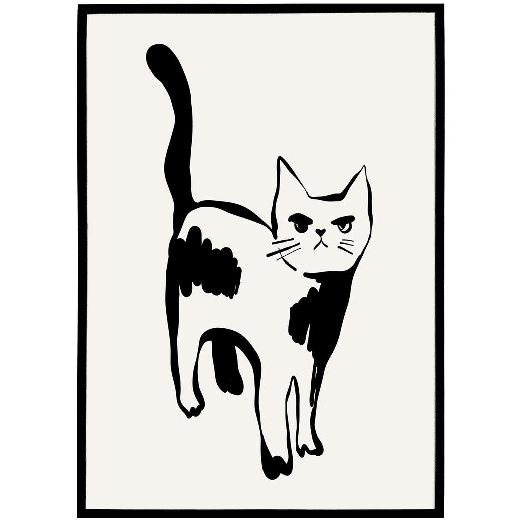 Handdrawn Funny Cat Minimalist Poster