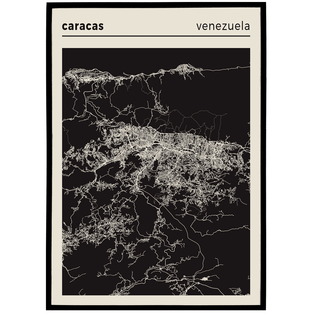 Caracas, Venezuela - City Map Poster