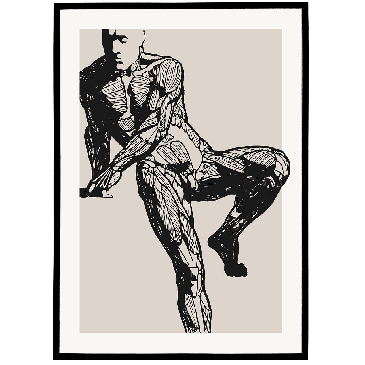 Bodybuilding Linocut Poster