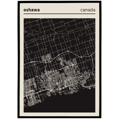 Canada, Oshawa City Map Poster