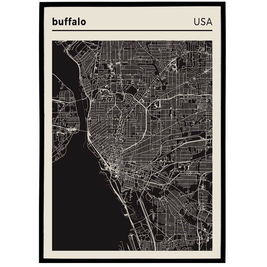 Buffalo Map Poster - HypeSheriff Europe