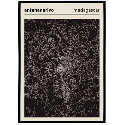 Antananarivo, Madagascar Map Poster